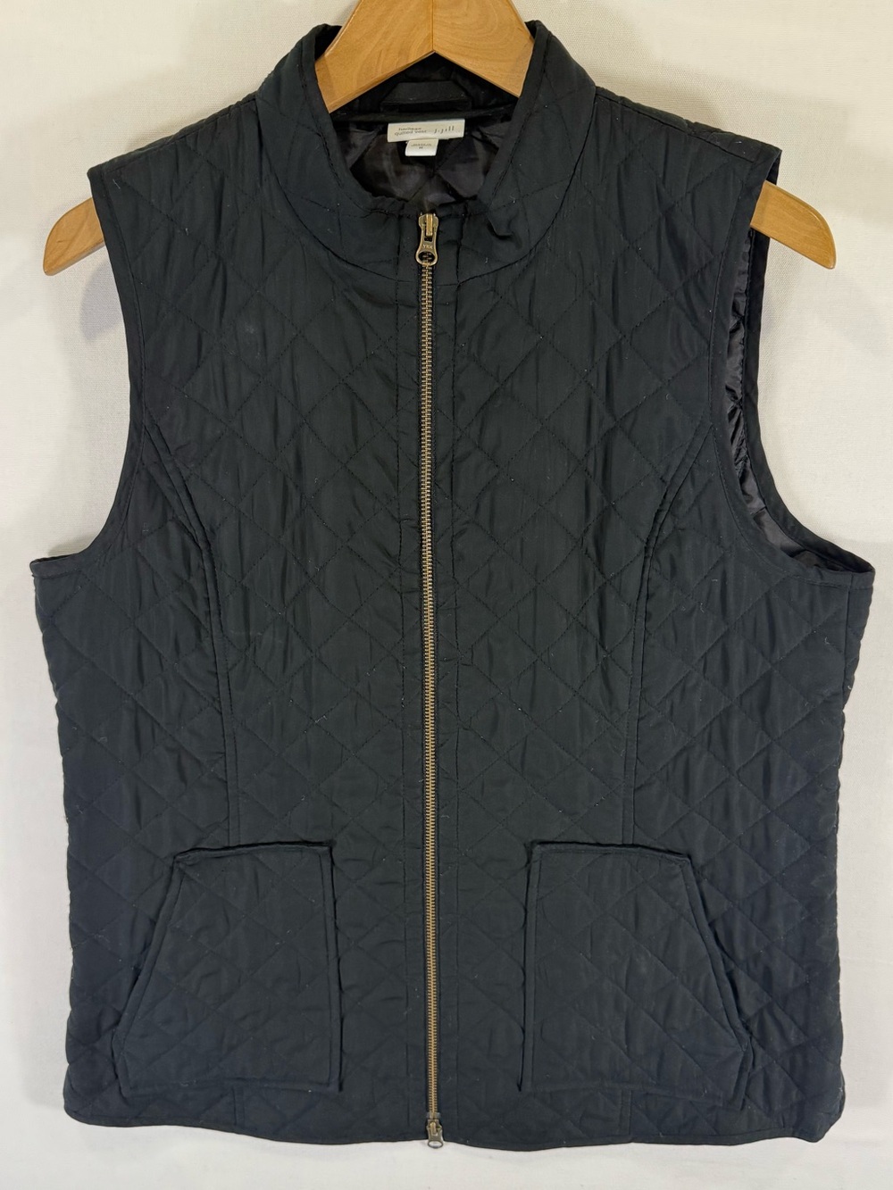 J. Jill Black Quilted Stand-Collar Zip Vest
